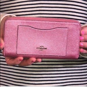 Authentic Pink Coach clutch shimmery wallet NWT!